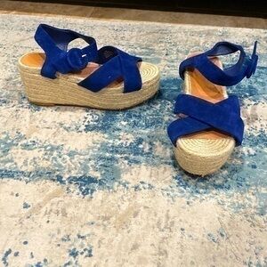 Halogen Espadrille Navy Suede Strap Wedges